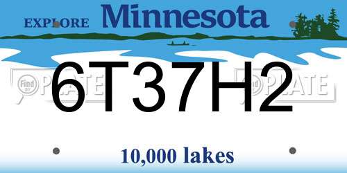 6T37H2 Minnesota License Plate
