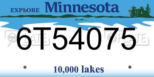 6T54075 Minnesota License Plate