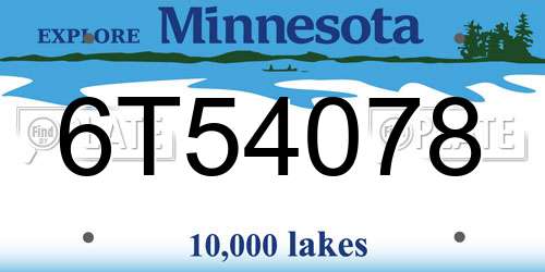 6T54078 Minnesota License Plate