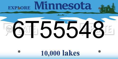 6T55548 Minnesota License Plate