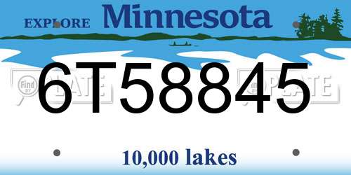 6T58845 Minnesota License Plate