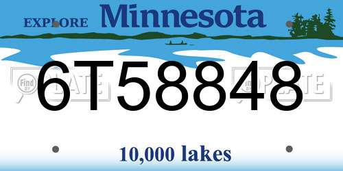 6T58848 Minnesota License Plate