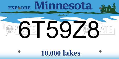 6T59Z8 Minnesota License Plate