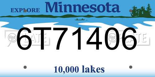 6T71406 Minnesota License Plate