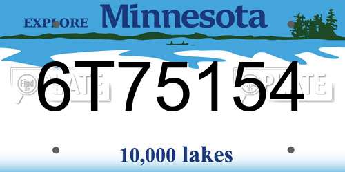 6T75154 Minnesota License Plate