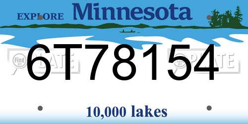 6T78154 Minnesota License Plate