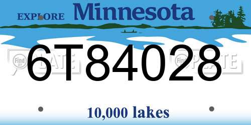 6T84028 Minnesota License Plate
