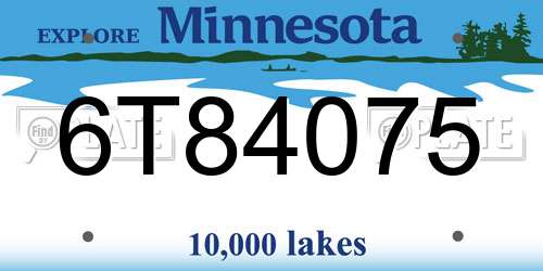 6T84075 Minnesota License Plate