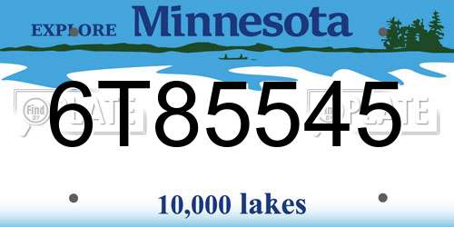 6T85545 Minnesota License Plate