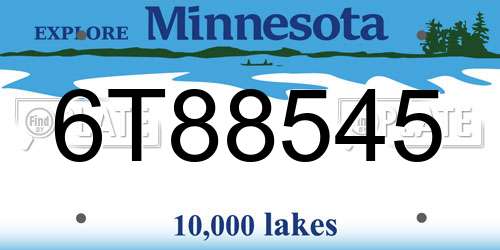 6T88545 Minnesota License Plate