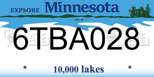 6TBA028 Minnesota License Plate