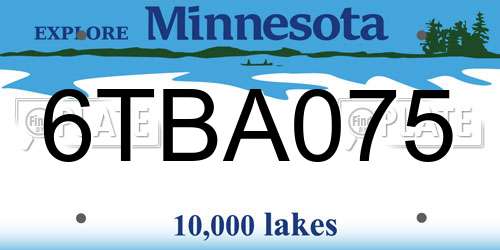 6TBA075 Minnesota License Plate
