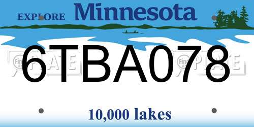 6TBA078 Minnesota License Plate