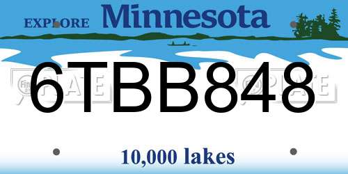 6TBB848 Minnesota License Plate