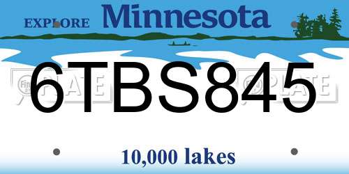 6TBS845 Minnesota License Plate