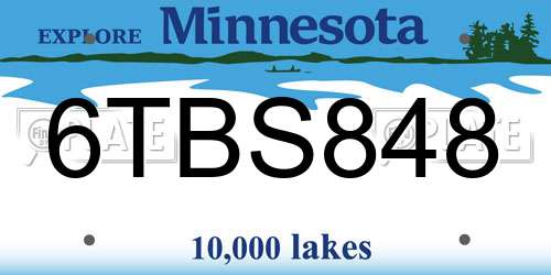 6TBS848 Minnesota License Plate