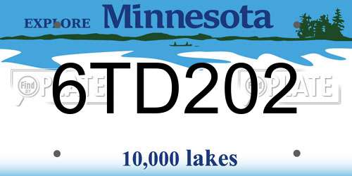 6TD202 Minnesota License Plate