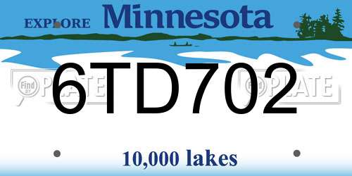 6TD702 Minnesota License Plate