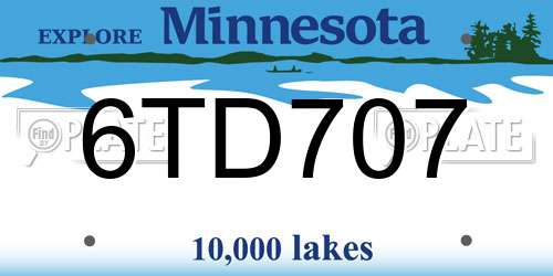 6TD707 Minnesota License Plate