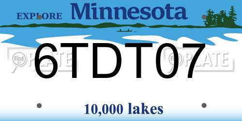 6TDT07 Minnesota License Plate