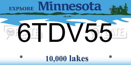 6TDV55 Minnesota License Plate