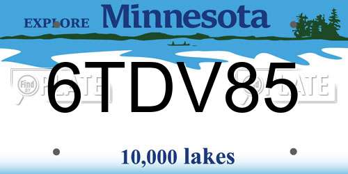 6TDV85 Minnesota License Plate