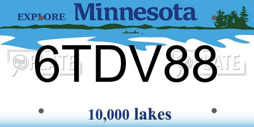 6TDV88 Minnesota License Plate