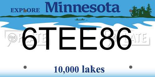6TEE86 Minnesota License Plate