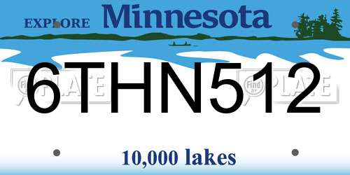 6THN512 Minnesota License Plate