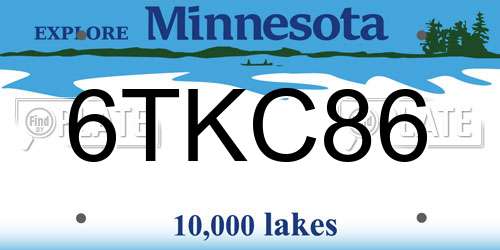 6TKC86 Minnesota License Plate