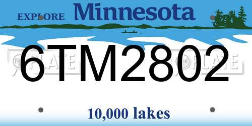 6TM2802 Minnesota License Plate