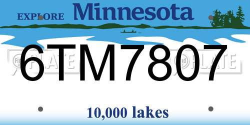 6TM7807 Minnesota License Plate