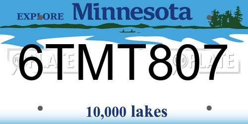 6TMT807 Minnesota License Plate