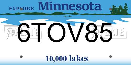 6TOV85 Minnesota License Plate