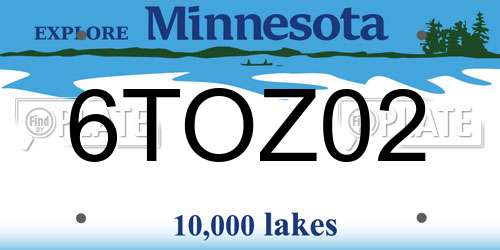 6TOZ02 Minnesota License Plate