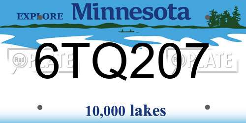 6TQ207 Minnesota License Plate