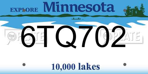 6TQ702 Minnesota License Plate