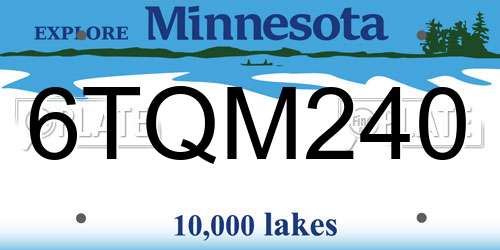 6TQM240 Minnesota License Plate