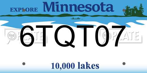 6TQT07 Minnesota License Plate