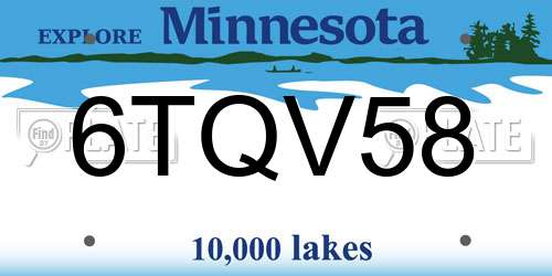 6TQV58 Minnesota License Plate