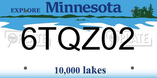 6TQZ02 Minnesota License Plate