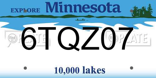6TQZ07 Minnesota License Plate
