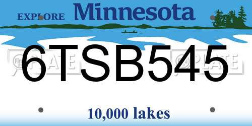6TSB545 Minnesota License Plate