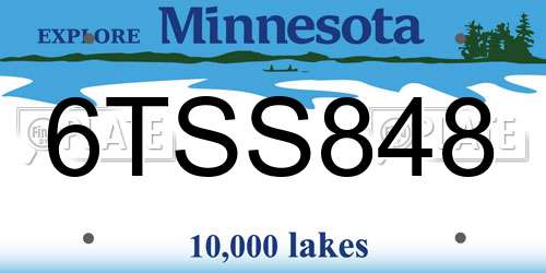 6TSS848 Minnesota License Plate