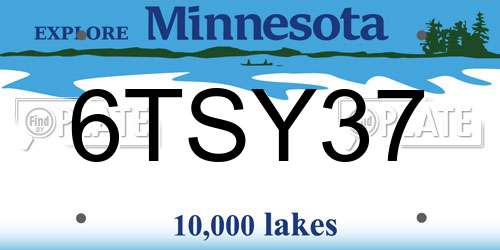 6TSY37 Minnesota License Plate