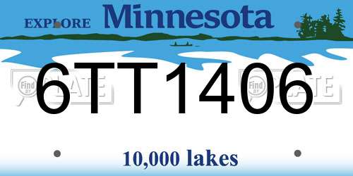 6TT1406 Minnesota License Plate
