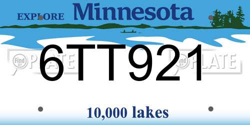 6TT921 Minnesota License Plate