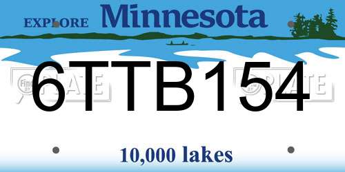 6TTB154 Minnesota License Plate