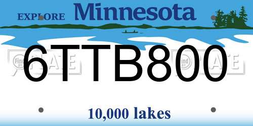 6TTB800 Minnesota License Plate