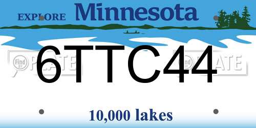 6TTC44 Minnesota License Plate